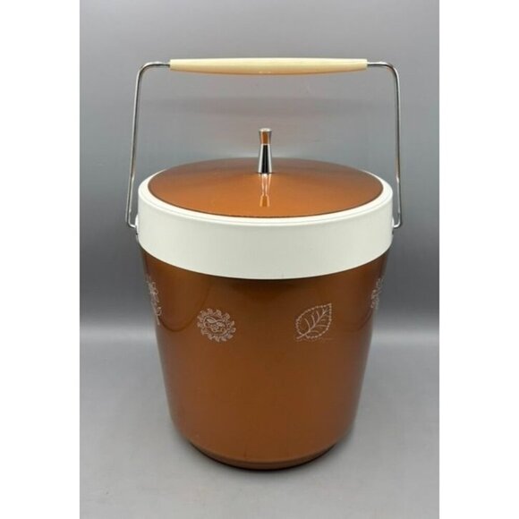 Vtg West Bend Thermo Serve Ice Bucket Copper Tone Insulated Barware - Picture 1 of 9